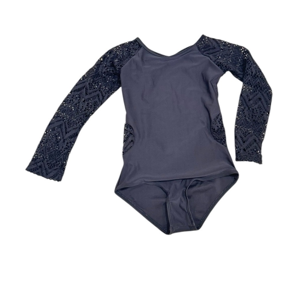 BMG MIA Belle girls long Sleeve black lace dance scoop back Bodysuit sz 5(girls)